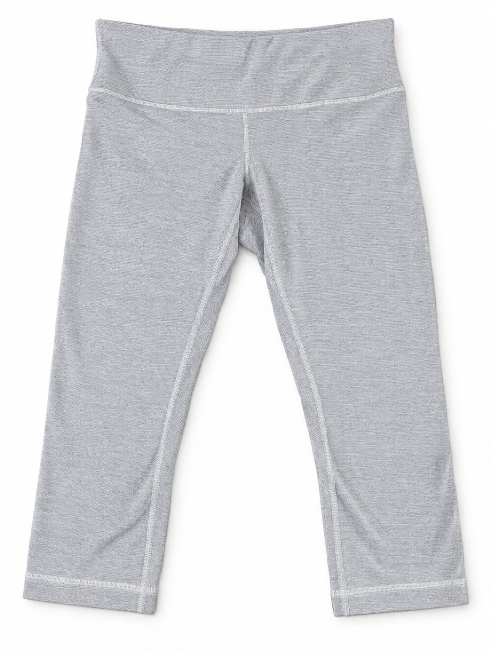 Lululemon Wunder Under Crop Leggings Size 12 Heather Gray Textured High Rise